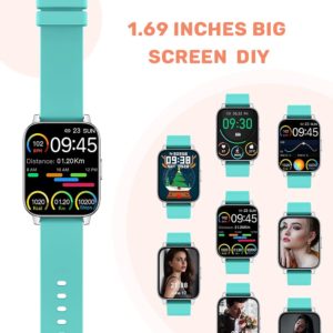 Smart Watch for Women and Men 1.69 inch Touch Screen Fitness Tracker Watch IP67 Waterproof Smartwatch with Heart Rate and Sleep Monitor, Step Counter Sport Running Watch for Android and iOS(Blue)